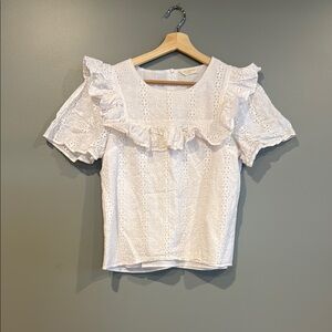Rachel Parcell Cream Ruffled top